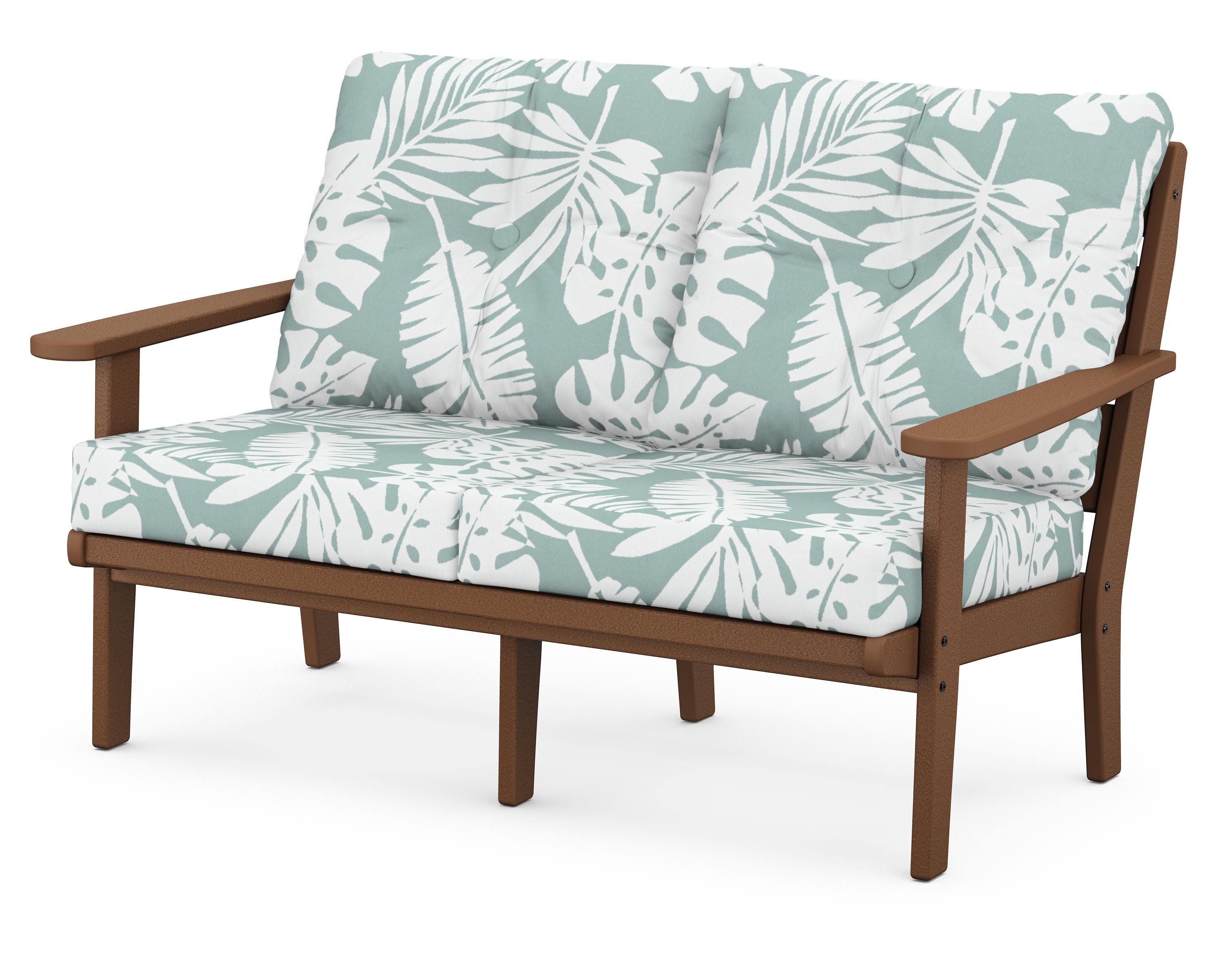 POLYWOOD® Lakeside Deep Seating Loveseat in Teak / Leaf Glacier Spa