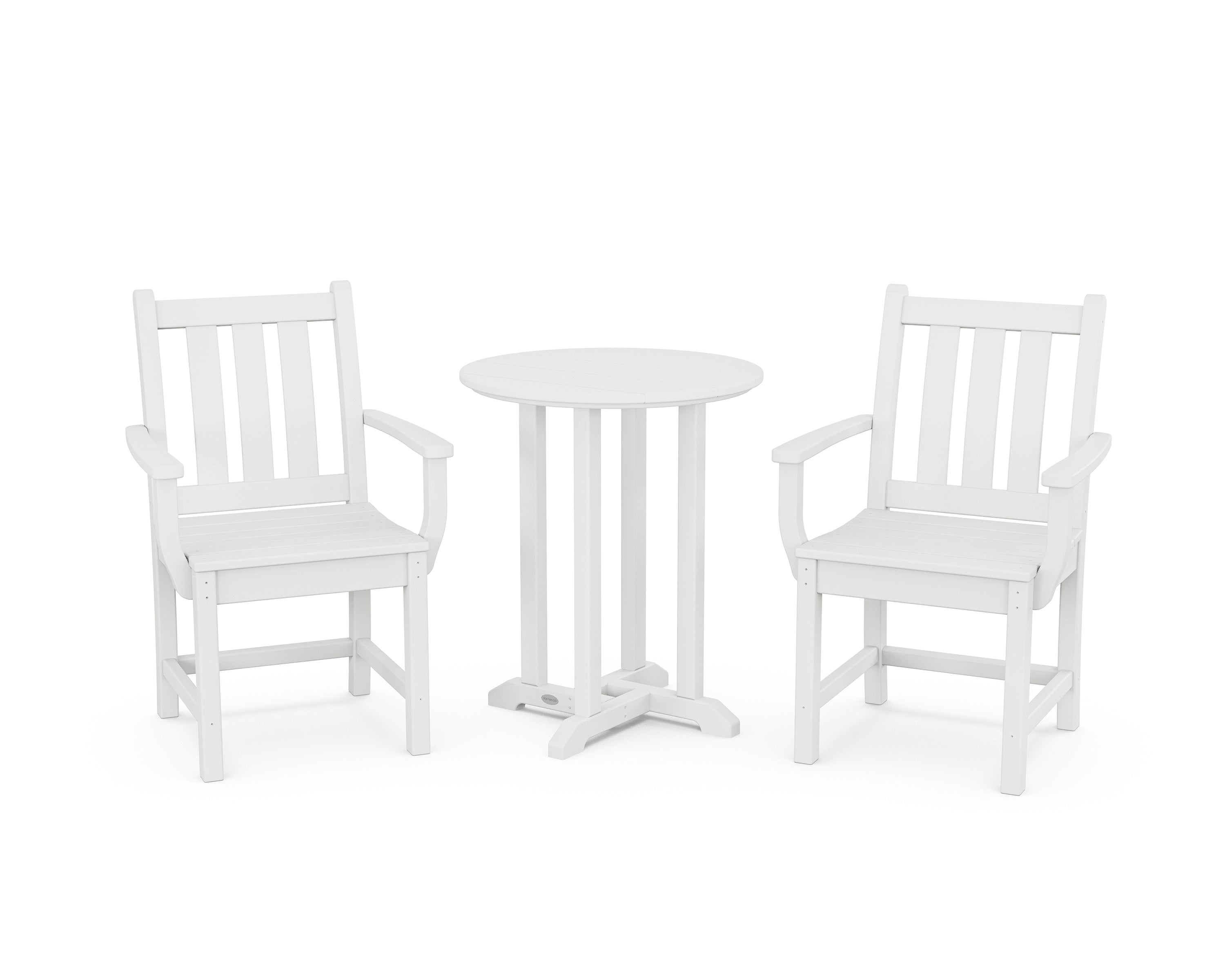 POLYWOOD® Traditional Garden 3-Piece Round Bistro Dining Set in White