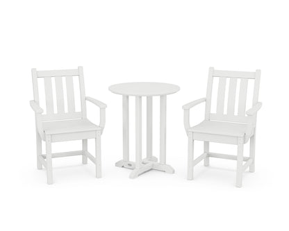 POLYWOOD® Traditional Garden 3-Piece Round Bistro Dining Set in White