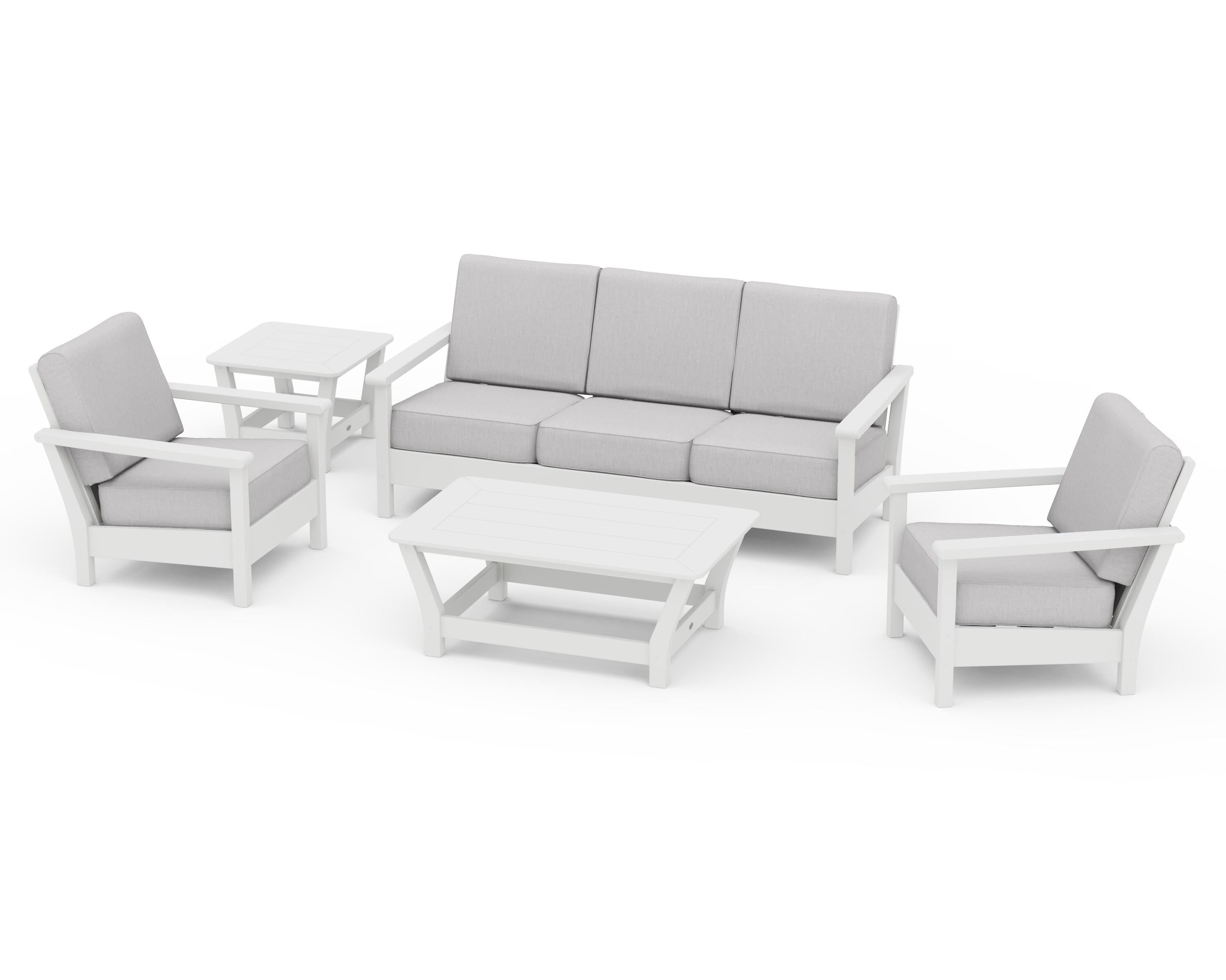 POLYWOOD® Harbour 5-Piece Deep Seating Set in White / Granite