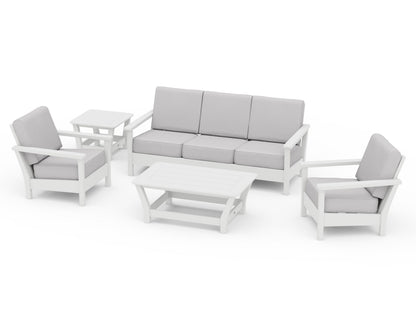 POLYWOOD® Harbour 5-Piece Deep Seating Set in White / Granite