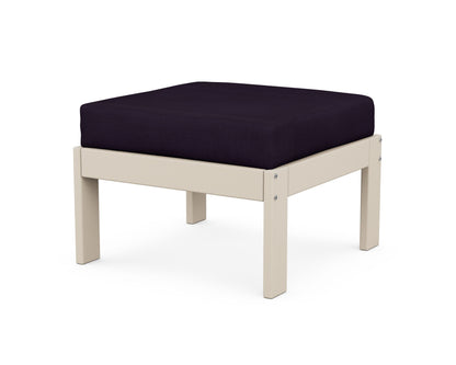 POLYWOOD® Vineyard Modular Ottoman in Sand / Navy Linen