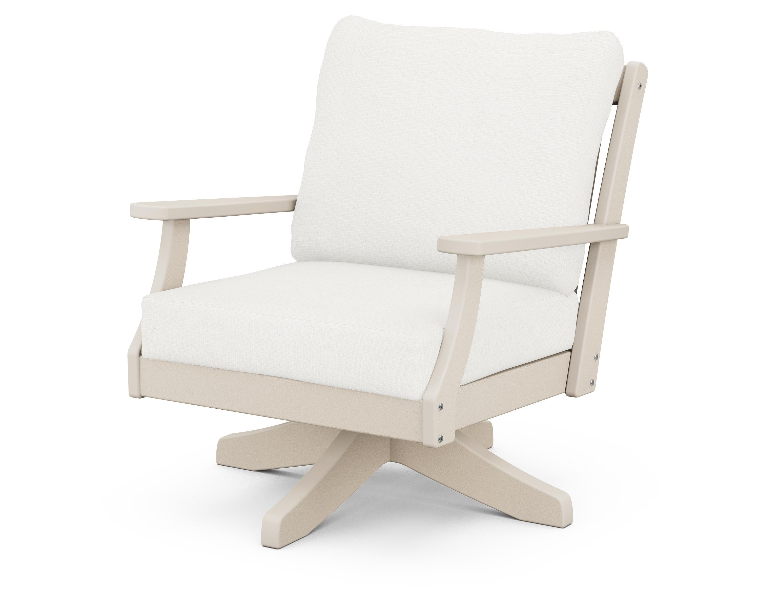 POLYWOOD® Braxton Deep Seating Swivel Chair in Sand / Natural Linen