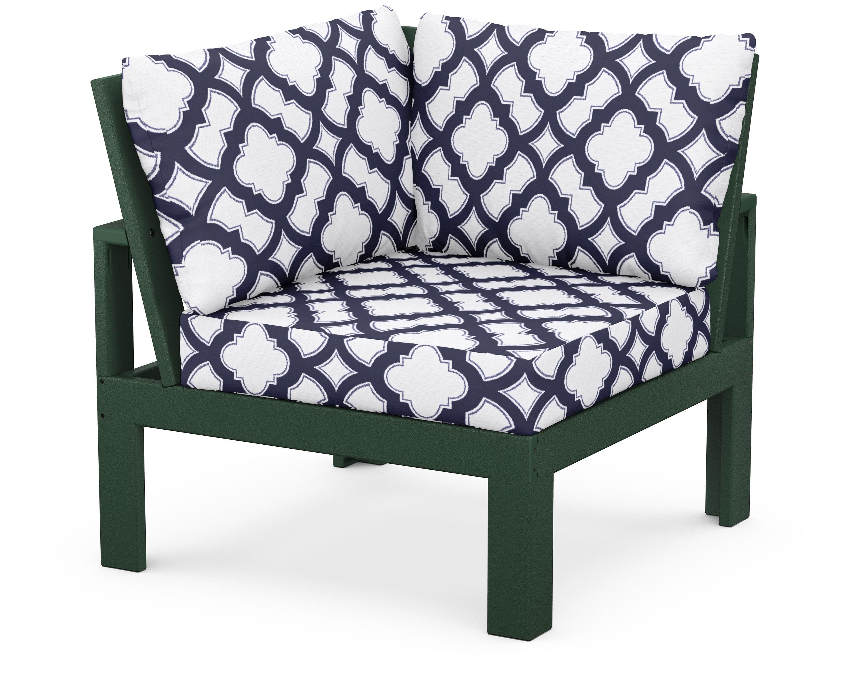 Unbranded Modular Corner Chair in Green / Trellis Navy