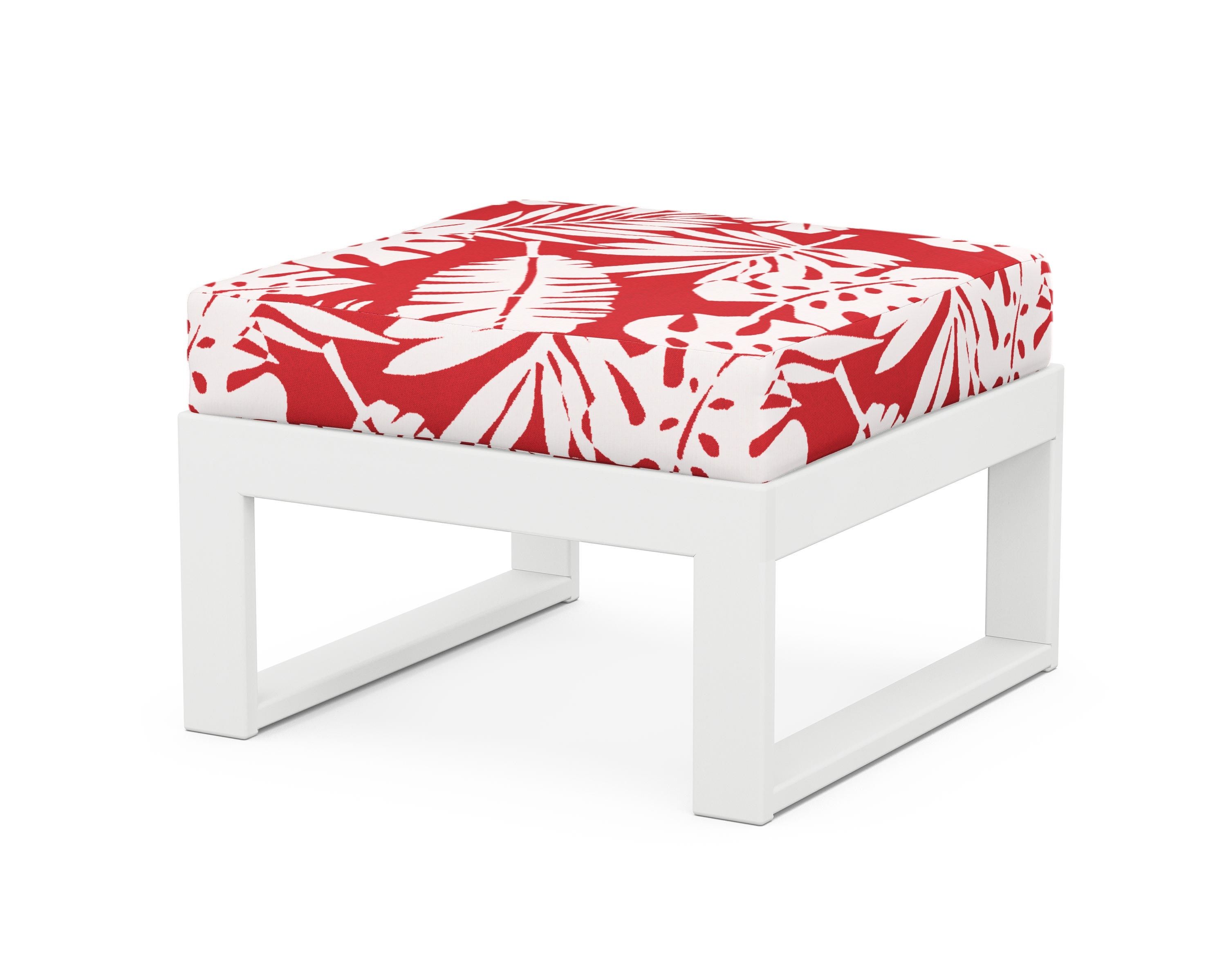 Unbranded Modular Ottoman - Modern in White / Leaf Crimson