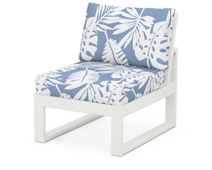 Unbranded Modular Armless Chair in Vintage White / Leaf Sky Blue