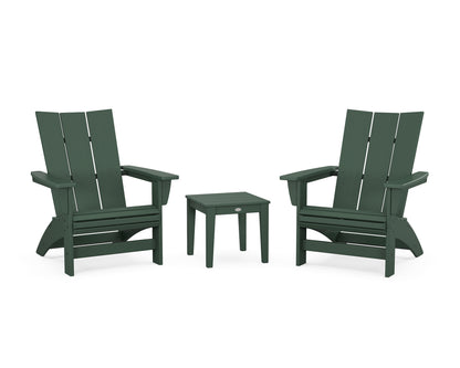 POLYWOOD® 3-Piece Modern Grand Adirondack Set in Green