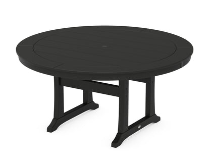 POLYWOOD® Nautical Trestle 60" Round Dining Table in Black