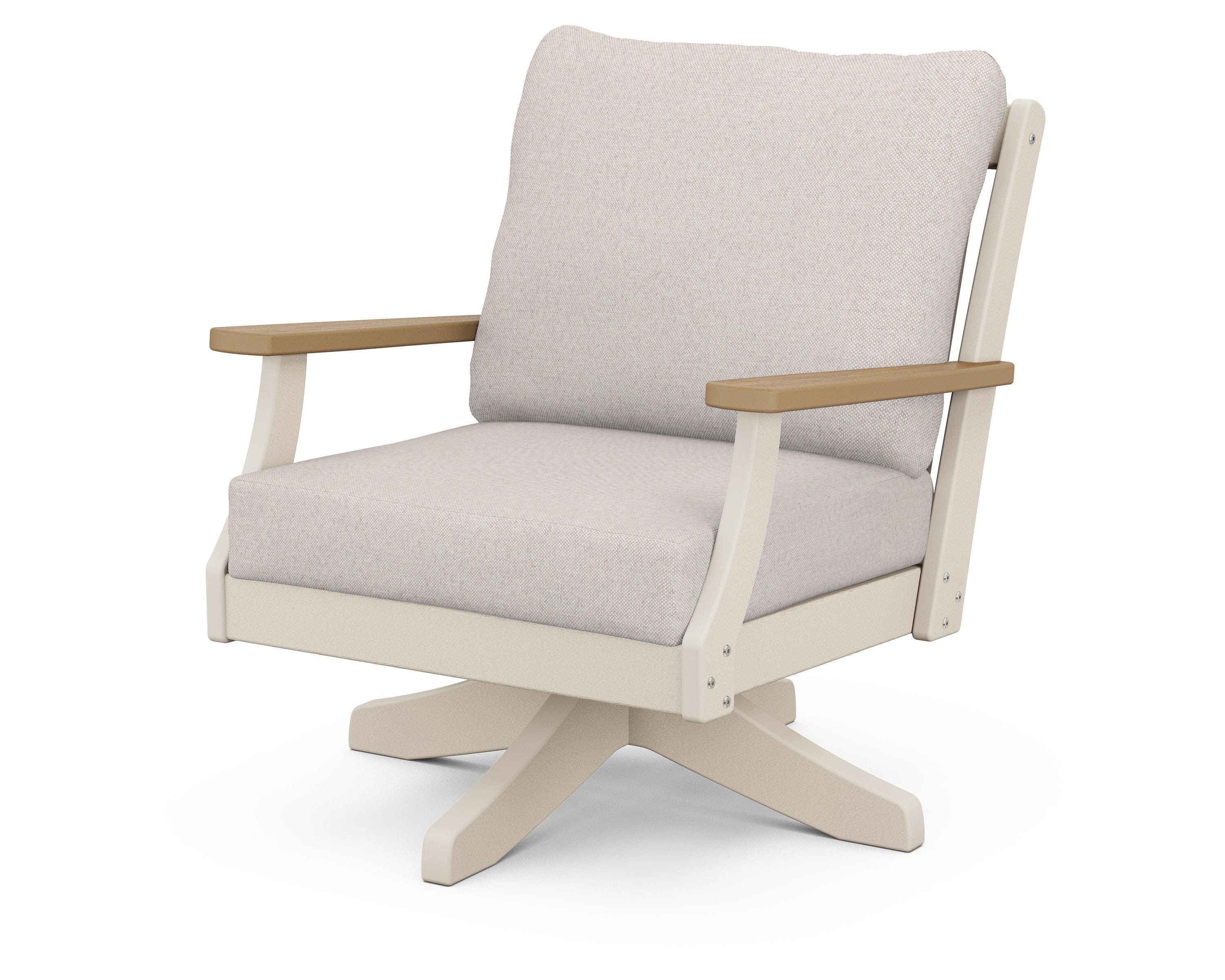 POLYWOOD® Braxton Deep Seating Swivel Chair in Sand / Natural / Dune Burlap