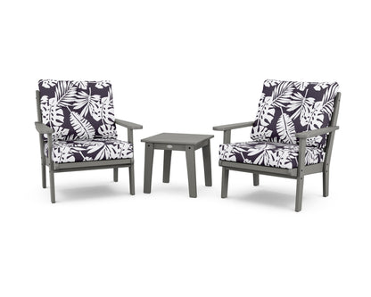 POLYWOOD® Lakeside 3-Piece Deep Seating Chair Set in Slate Grey / Leaf Navy