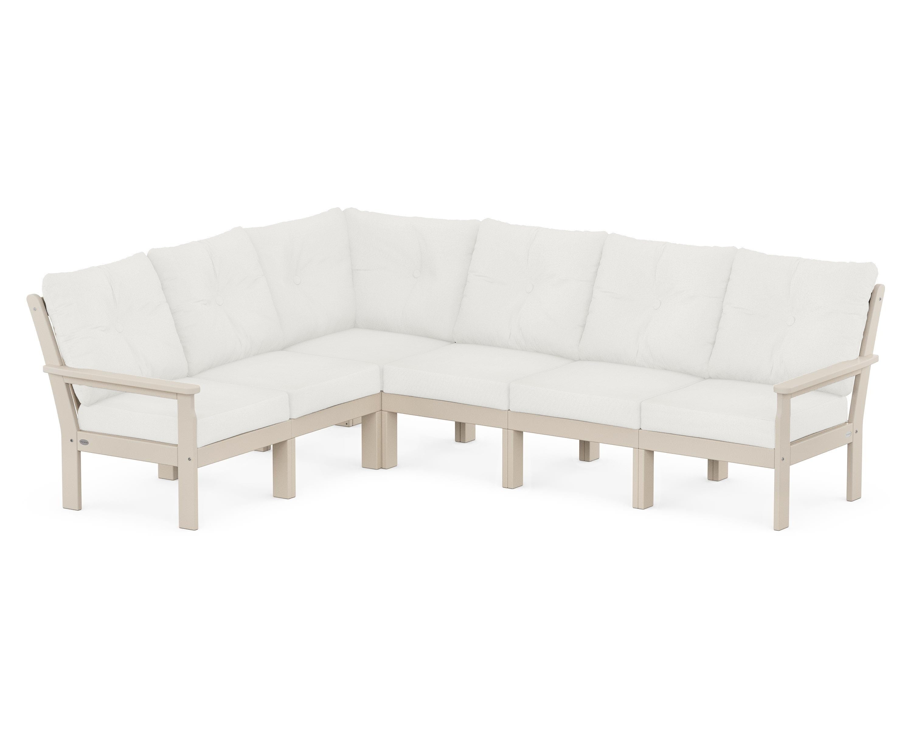 POLYWOOD® Vineyard 6-Piece Sectional in Sand / Natural Linen