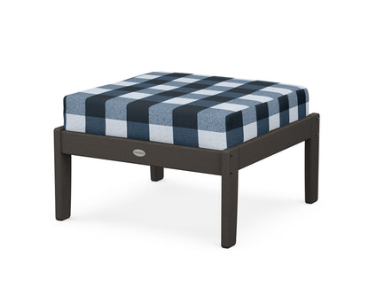 POLYWOOD® Braxton Deep Seating Ottoman in Vintage Coffee / Buffalo Plaid Marine Indigo