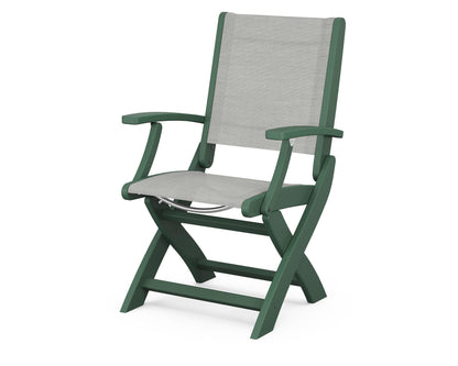 POLYWOOD® Coastal Folding Chair in Green / Metallic Sling