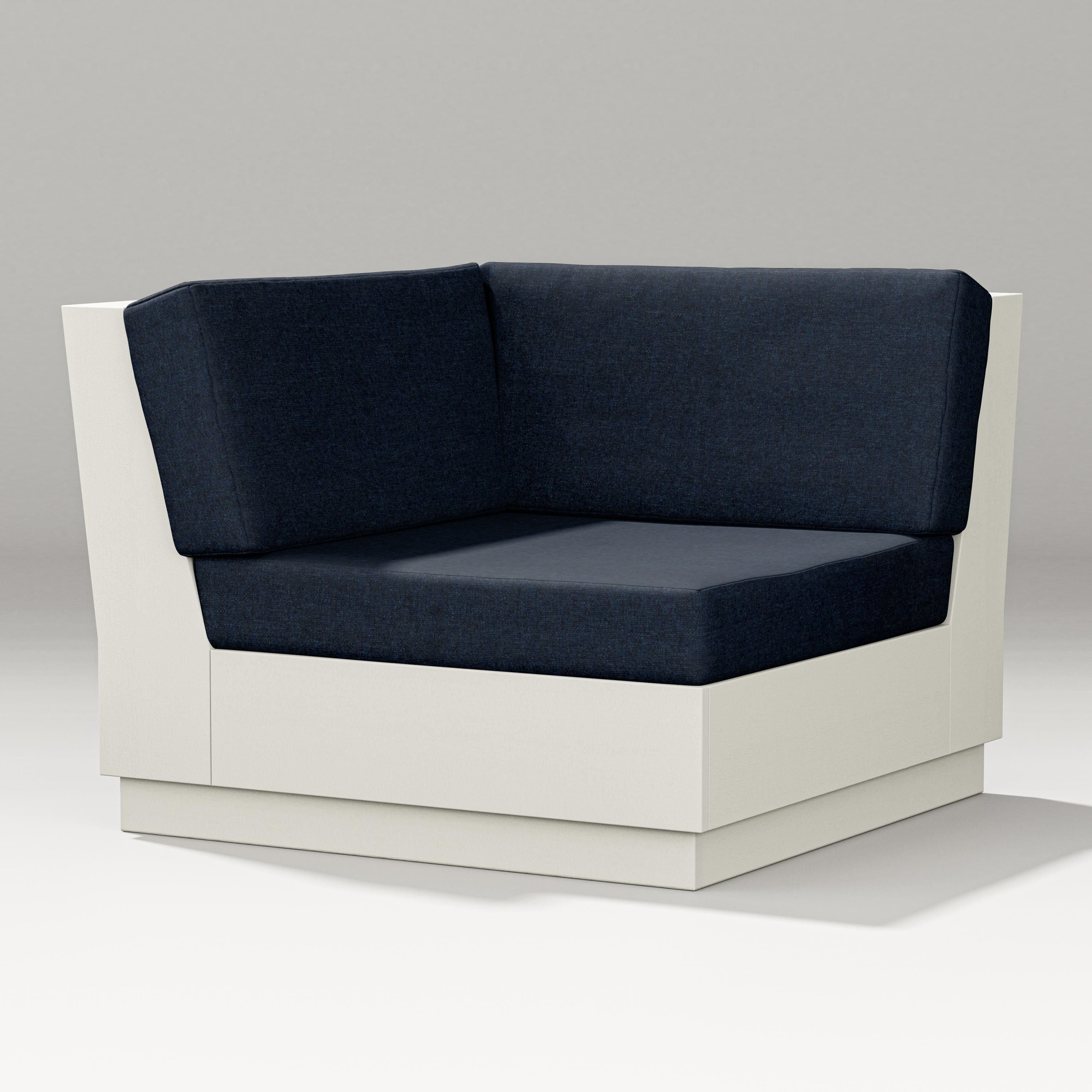 PW Designer Series Elevate Modular Corner Chair in Vintage White / Marine Indigo