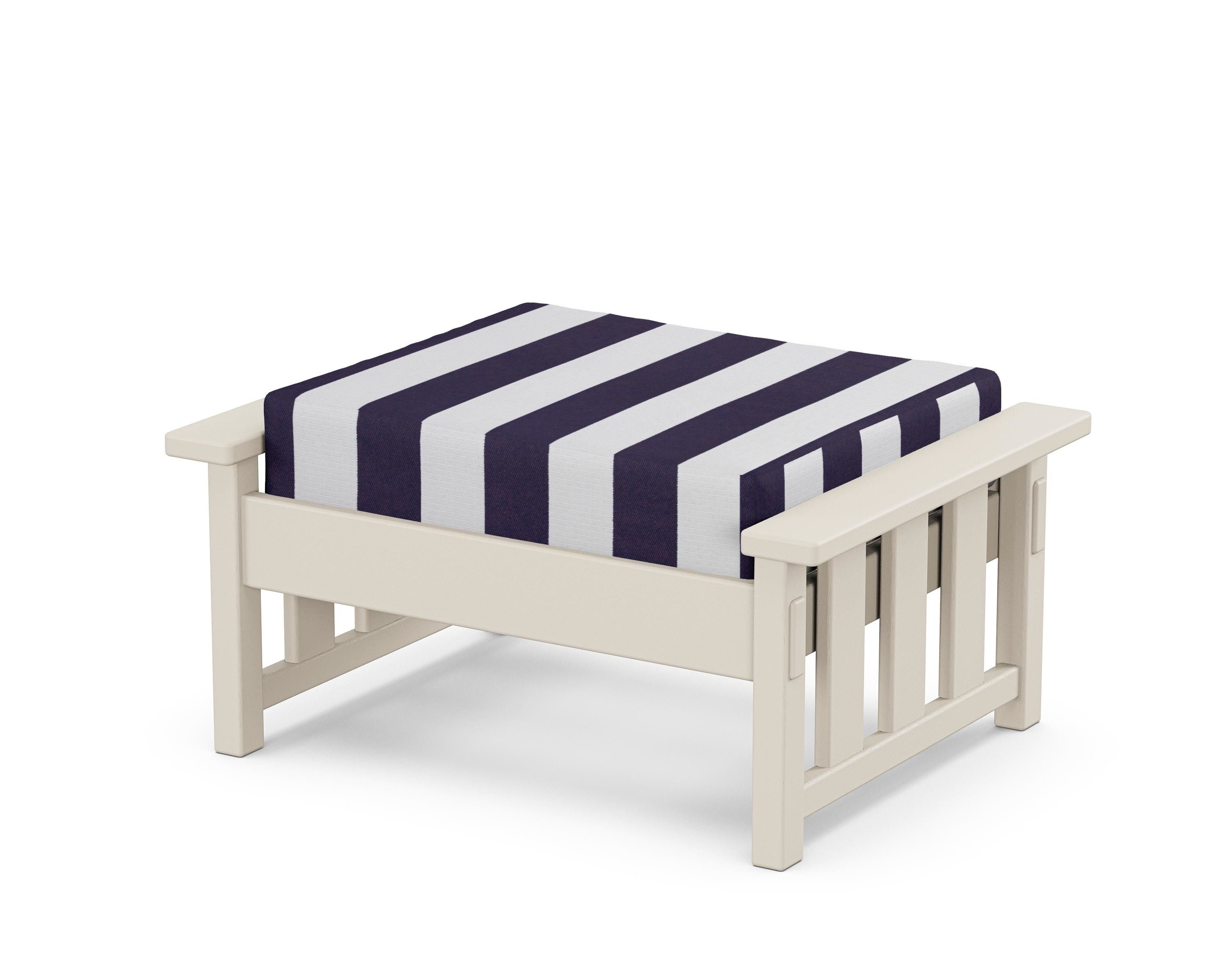Martha Stewart by POLYWOOD® Acadia Deep Seating Ottoman in Sand / Cabana Stripe Navy
