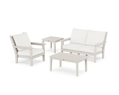 POLYWOOD® Chippendale 4-Piece Deep Seating Set in Sand / Natural Linen