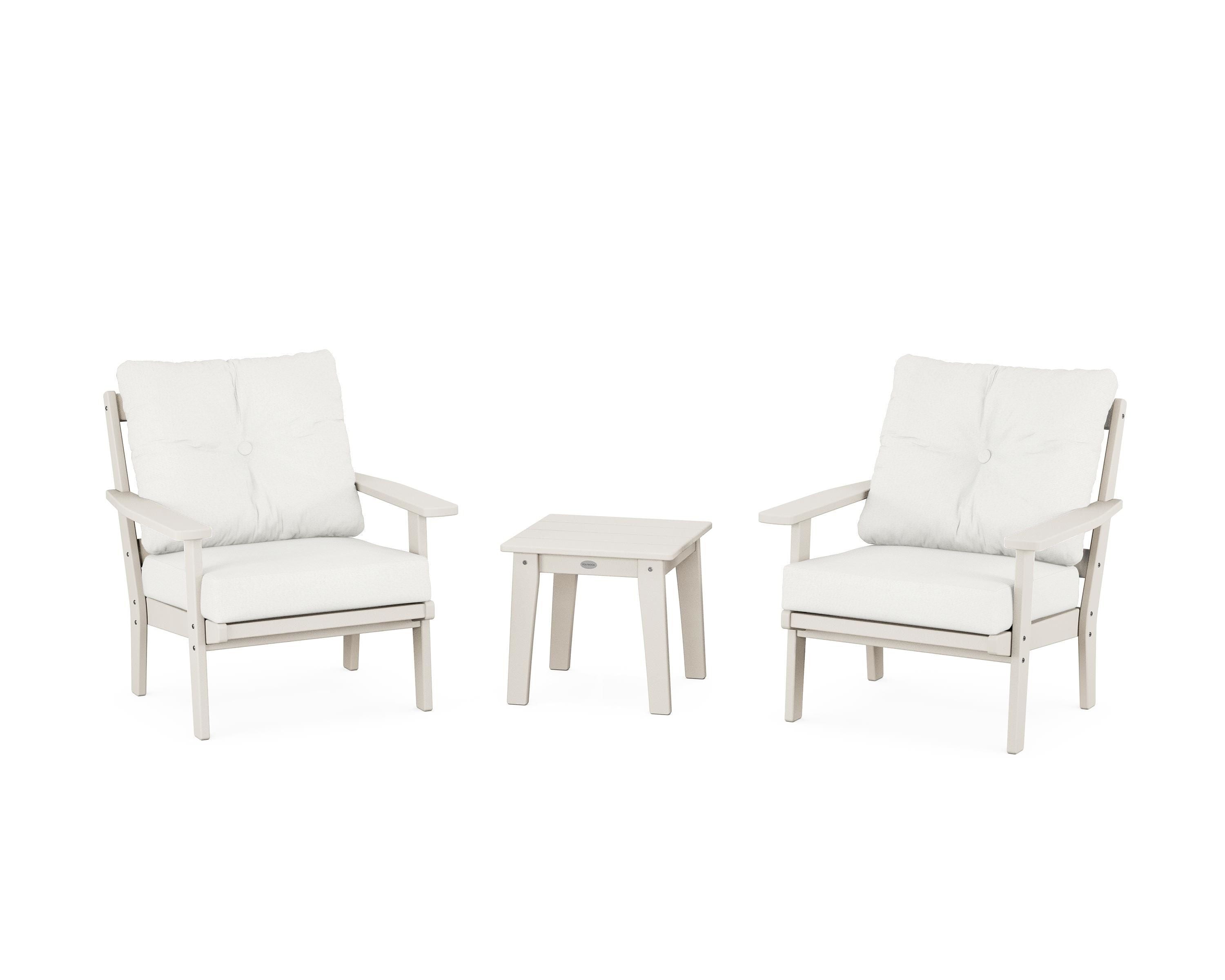 POLYWOOD® Oxford 3-Piece Deep Seating Set in Sand / Natural Linen