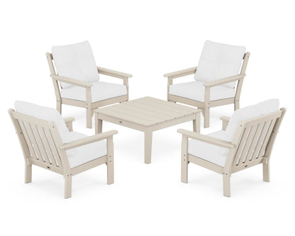 POLYWOOD® Vineyard 5-Piece Deep Seating Conversation Set in Sand / Natural