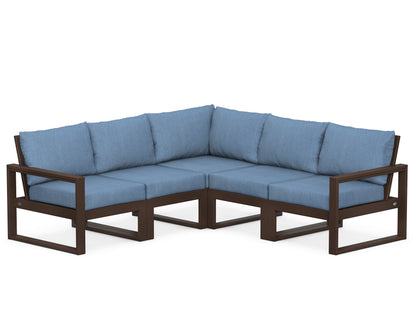 POLYWOOD® EDGE 5-Piece Modular Deep Seating Set in Mahogany / Sky Blue