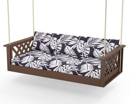 Country Living Wovendale Daybed Swing in Mahogany / Leaf Navy
