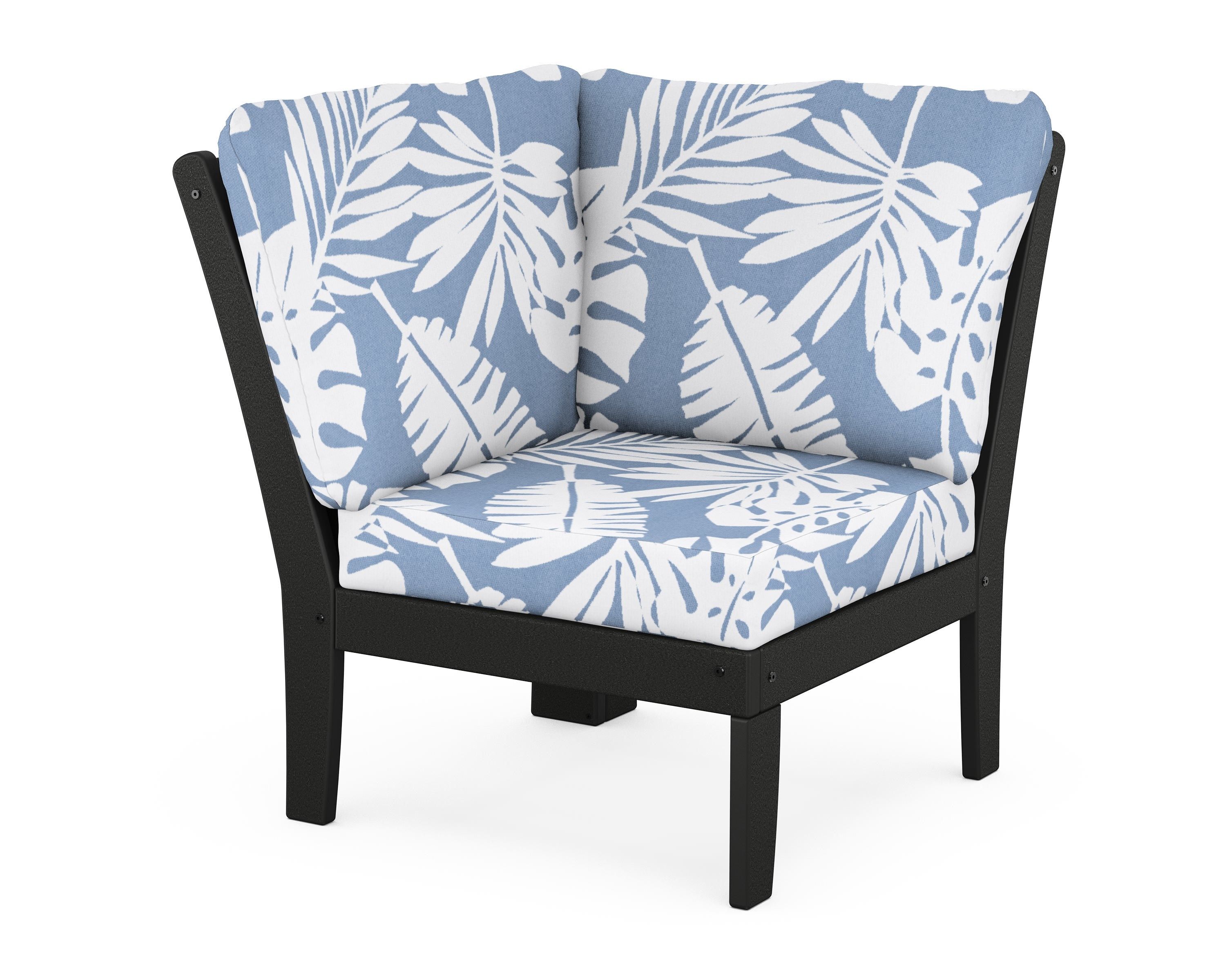 POLYWOOD® Braxton Modular Corner Chair in Black / Leaf Sky Blue