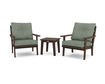 POLYWOOD® Lakeside 3-Piece Deep Seating Chair Set in Mahogany / Cast Sage