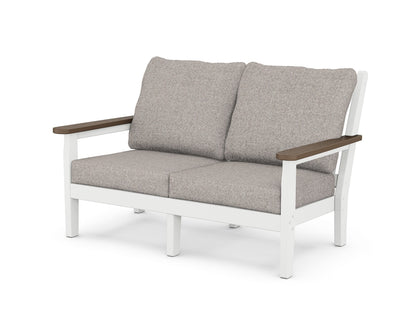 POLYWOOD® Chippendale Deep Seating Loveseat in White / Kona / Weathered Tweed