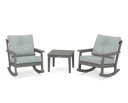 POLYWOOD® Vineyard 3-Piece Deep Seating Rocker Set in Slate Grey / Spa