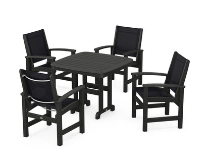POLYWOOD® Coastal 5-Piece Dining Set in Black / Black Sling