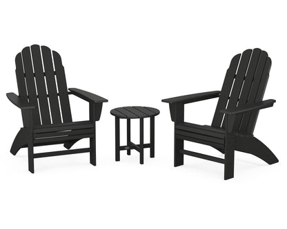POLYWOOD® Vineyard 3-Piece Curveback Adirondack Set in Black