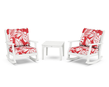 Country Living Wovendale 3-Piece Deep Seating Rocker Set in White / Leaf Crimson