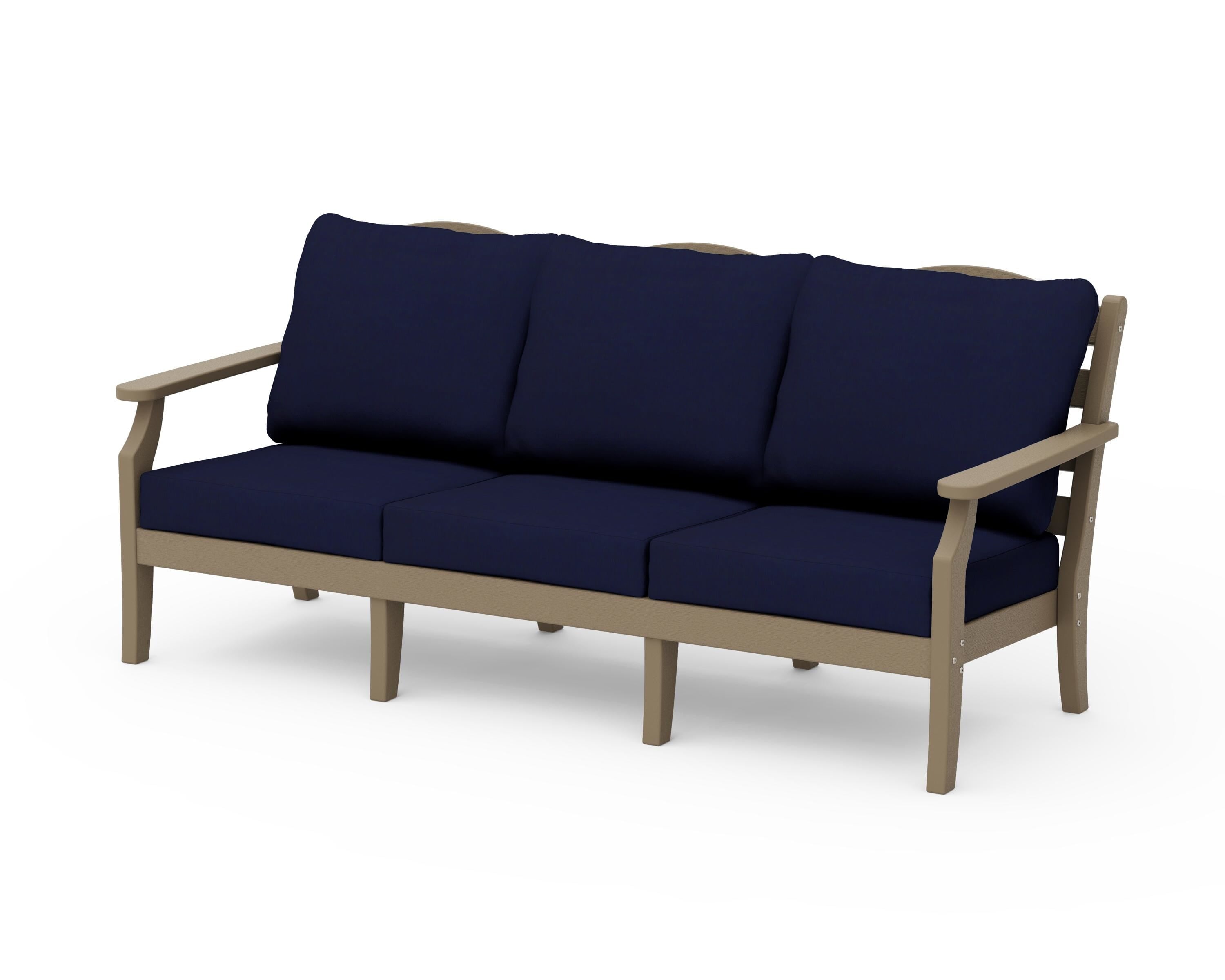 Draper James™ by  POLYWOOD® Savannah Deep Seating Sofa in Vintage Sahara / Navy