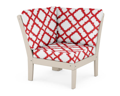 POLYWOOD® Braxton Modular Corner Chair in Sand / Trellis Crimson