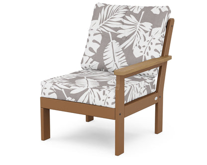 POLYWOOD® Vineyard Modular Right Arm Chair in Teak / Natural / Leaf Grey Mist