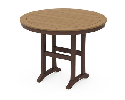 POLYWOOD® Nautical Trestle 48" Round Counter Table in Mahogany / Natural
