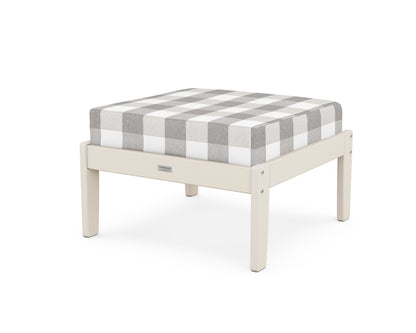 Country Living Cottage Deep Seating Ottoman in Sand / Buffalo Plaid Grey Mist