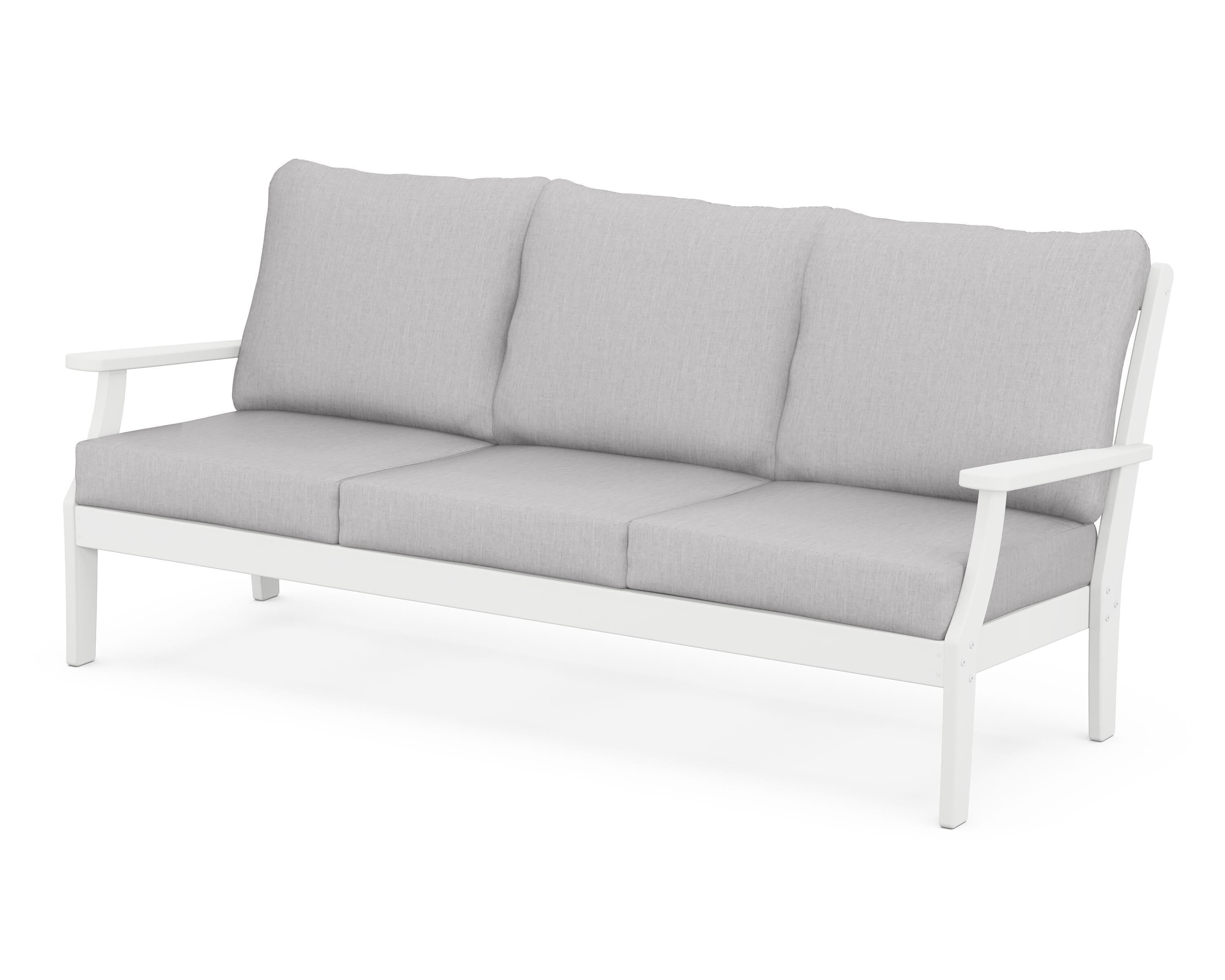 POLYWOOD® Braxton Deep Seating Sofa in White / Granite