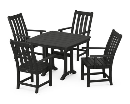POLYWOOD® Vineyard 5-Piece Dining Set with Trestle Legs in Black