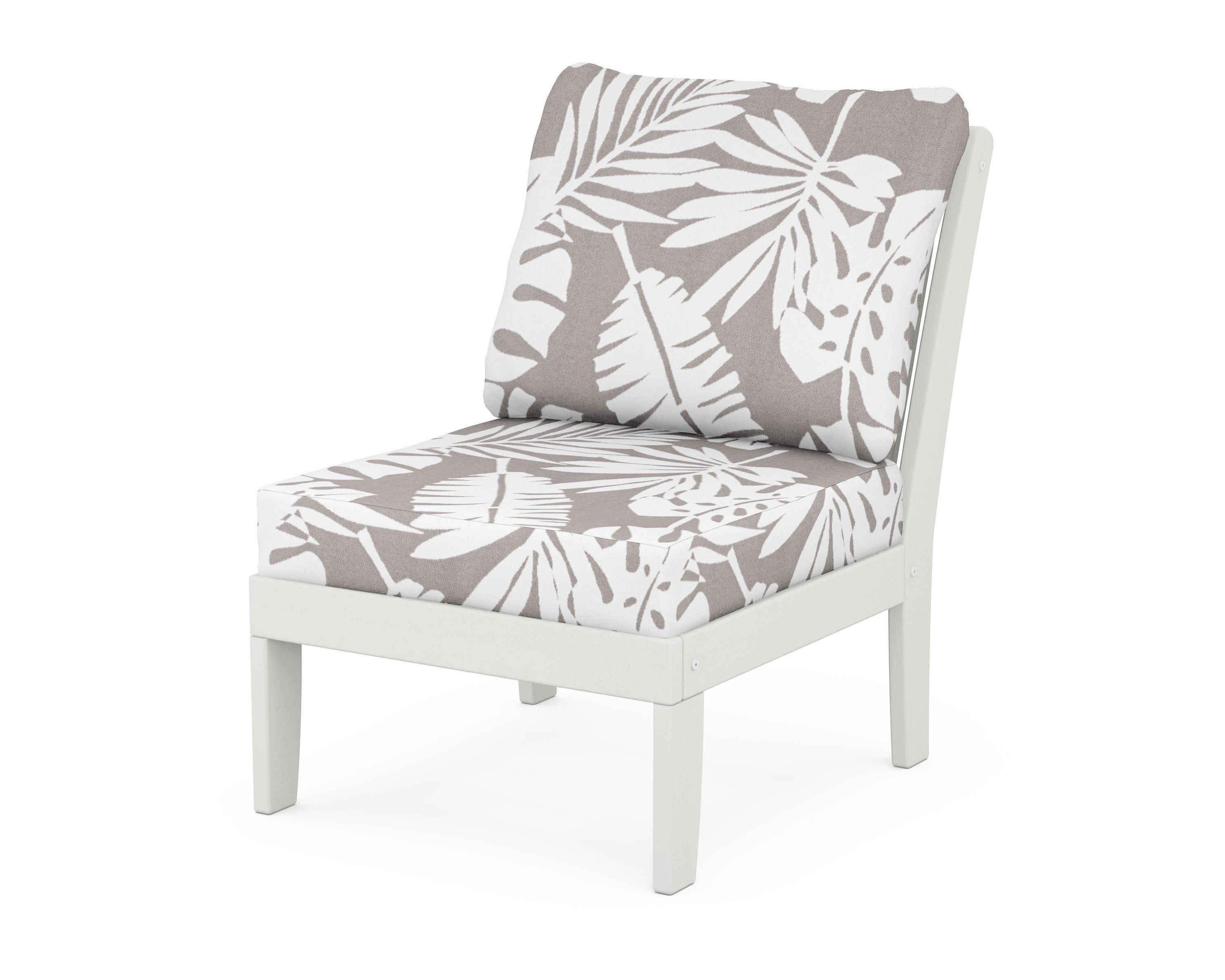 POLYWOOD® Braxton Modular Armless Chair in Vintage White / Leaf Grey Mist