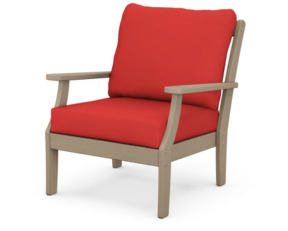POLYWOOD® Braxton Deep Seating Chair in Vintage Sahara / Crimson Linen