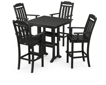 Country Living Cottage 5-Piece Farmhouse Bar Set with Trestle Legs in Black
