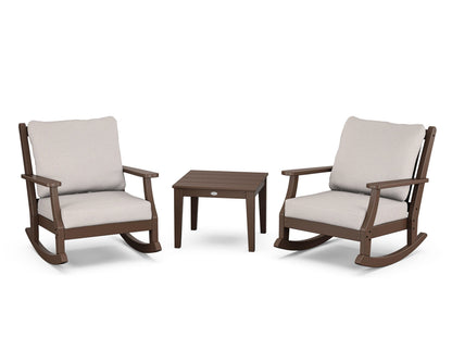 Country Living Wovendale 3-Piece Deep Seating Rocker Set in Mahogany / Dune Burlap