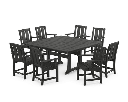 POLYWOOD® Mission 9-Piece Square Dining Set with Trestle Legs in Black