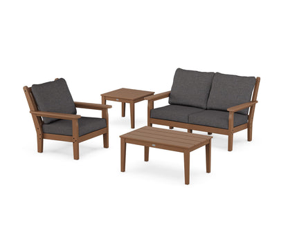 POLYWOOD® Chippendale 4-Piece Deep Seating Set in Teak / Ash Charcoal