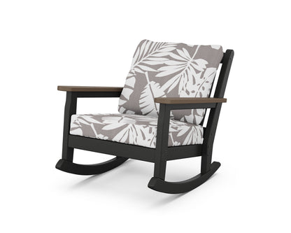 POLYWOOD® Chippendale Deep Seating Rocking Chair in Black / Kona / Leaf Grey Mist