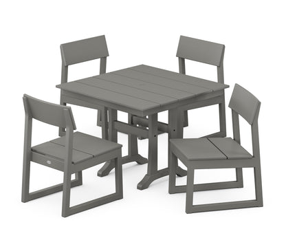 POLYWOOD® EDGE 5-Piece Farmhouse Trestle Side Chair Dining Set in Slate Grey