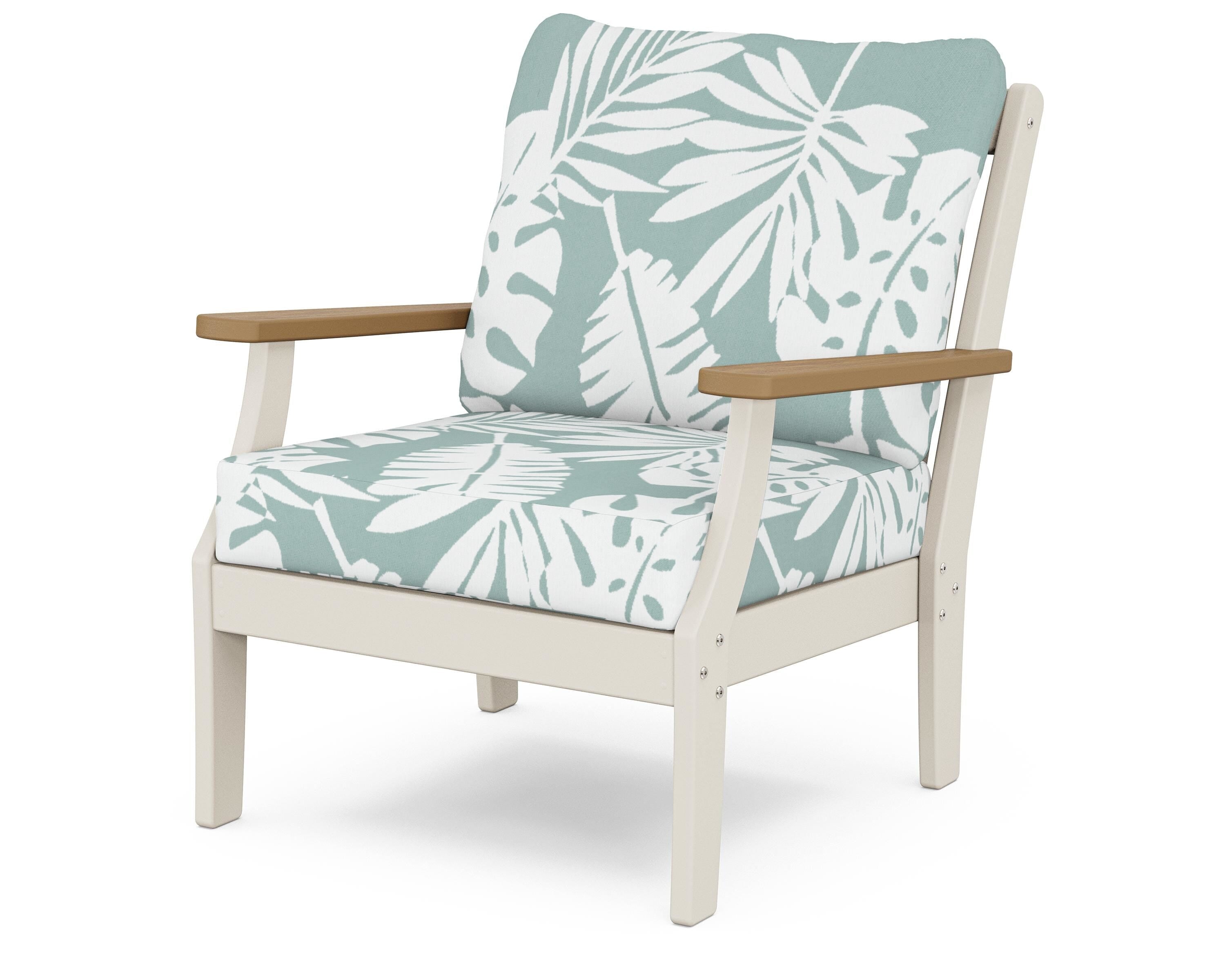 POLYWOOD® Braxton Deep Seating Chair in Sand / Natural / Leaf Glacier Spa