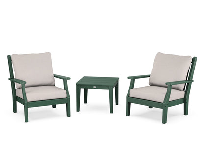 Country Living Wovendale 3-Piece Deep Seating Set in Green / Dune Burlap