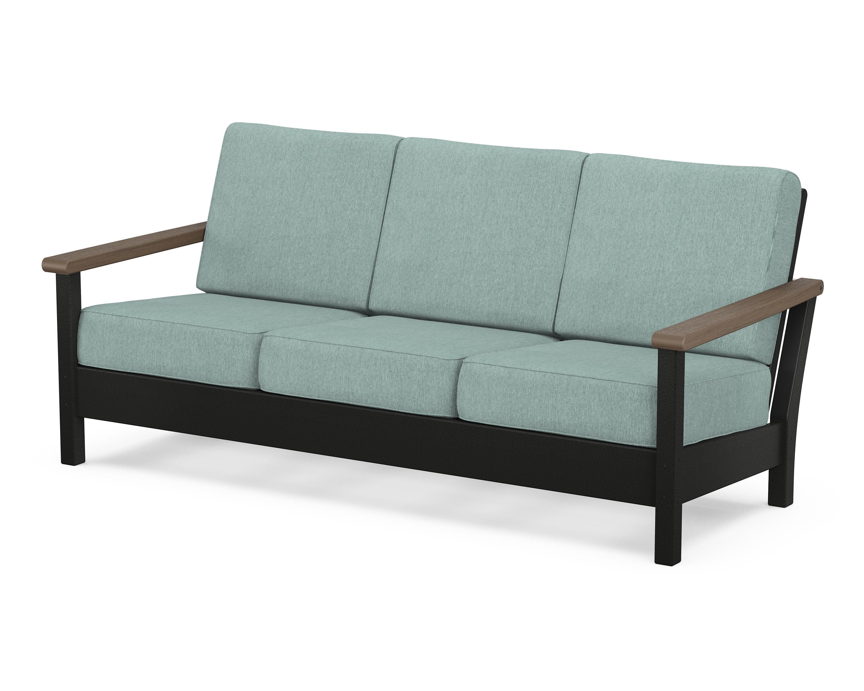 POLYWOOD® Harbour Deep Seating Sofa in Black / Kona / Glacier Spa