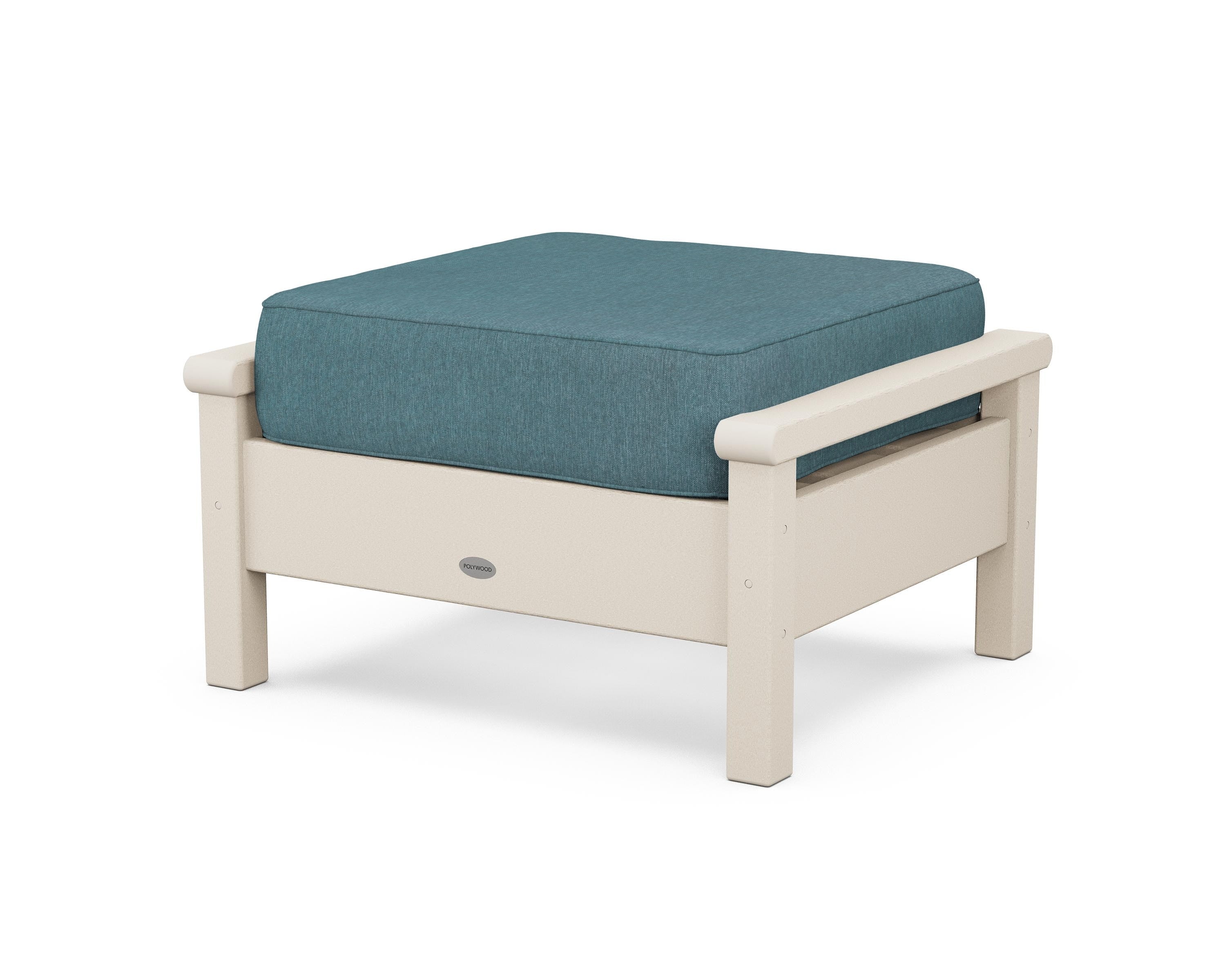 POLYWOOD® Harbour Deep Seating Ottoman in Sand / Ocean Teal